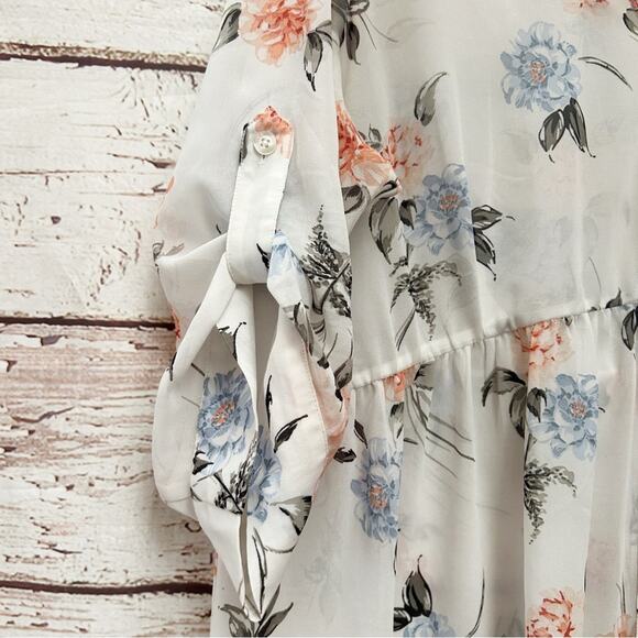 TORRID White Floral Chiffon Hi Low Babydoll Tunic Sz 2 - Picture 5 of 7